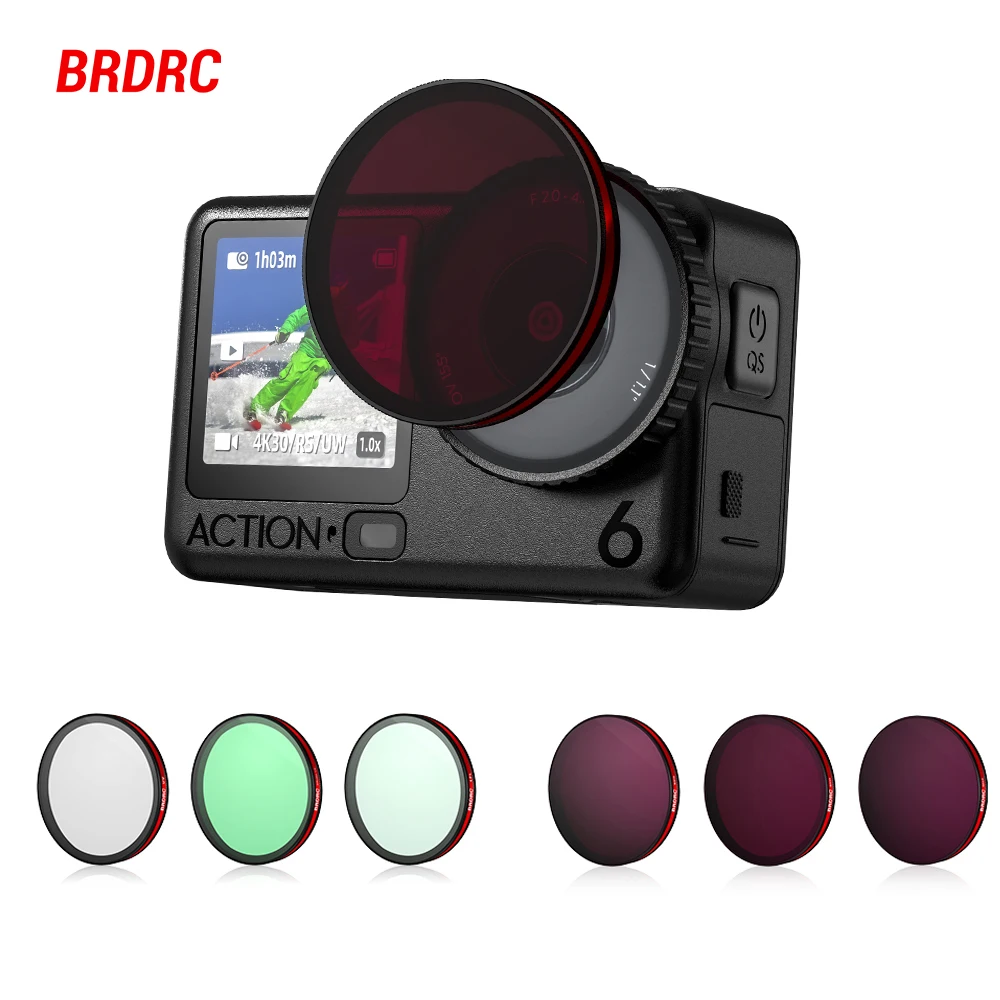 

Набор фильтров для объективов BRDRC Action 6, фотообъектив для DJI OSMO Action 6, аксессуары UV CPL ND8/ND16/ND32, черный туманный фильтр