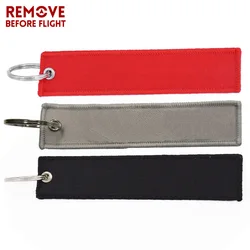 REMOVE BEFORE Flight Keychain for Aviation Gift Double Side Blank Black Red Grey Embroidery Keychain Luggage Tag Plain Key Chain