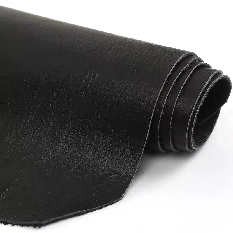 Fine grained cowhide, black top layer genuine leather, high gloss, natural drop pattern, car sofa, seat, headboard soft package,