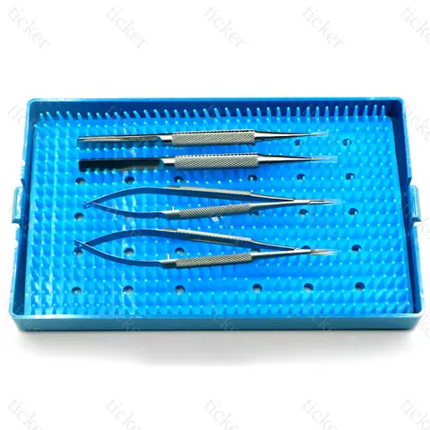 नेत्र विज्ञान 4-टुकड़ा माइक्रो-उपकरण सिवनी सेट स्टेनलेस स्टील हाथ सर्जिकल कॉर्नियल कैंची टाइटेनियम मिश्र धातु चिमटी पकड़े 10 best sales नेत्र विज्ञान - №3