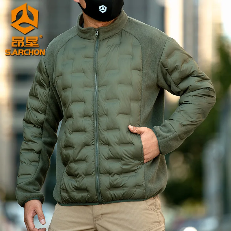 Giacca invernale in pile tattico da uomo Multi-tasche Cappotto sportivo caldo antivento Abbigliamento in pile di cotone Giacca riscaldante per escursionismo all'aperto