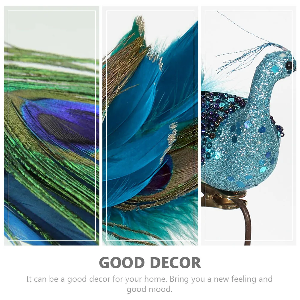 

Christmas Decorations Bird Ornaments for Tree Home Desktop Figurines Blue