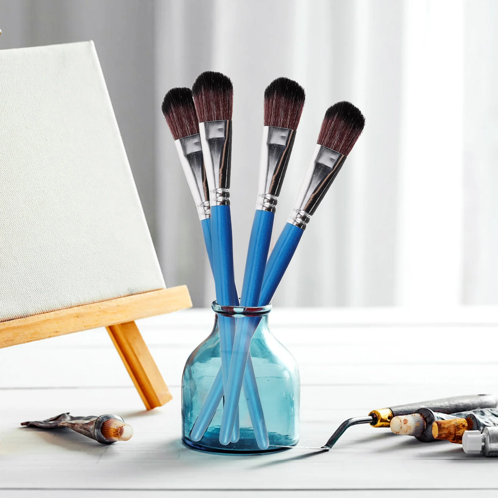 6 Pcs Painting Pen Brushes for Artist Wooden Handle Bulk Small Detail Nylon Student