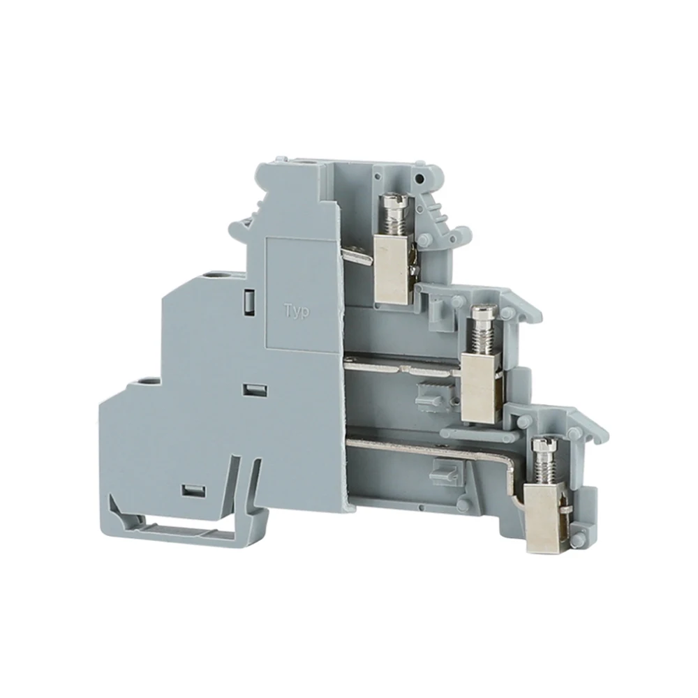 0.2-2.5 MM² Rail Sensor Brass Terminal Block DIKD1.5 Three Layer Terminals Electrical Connector DIN Rail Terminal Block Grey