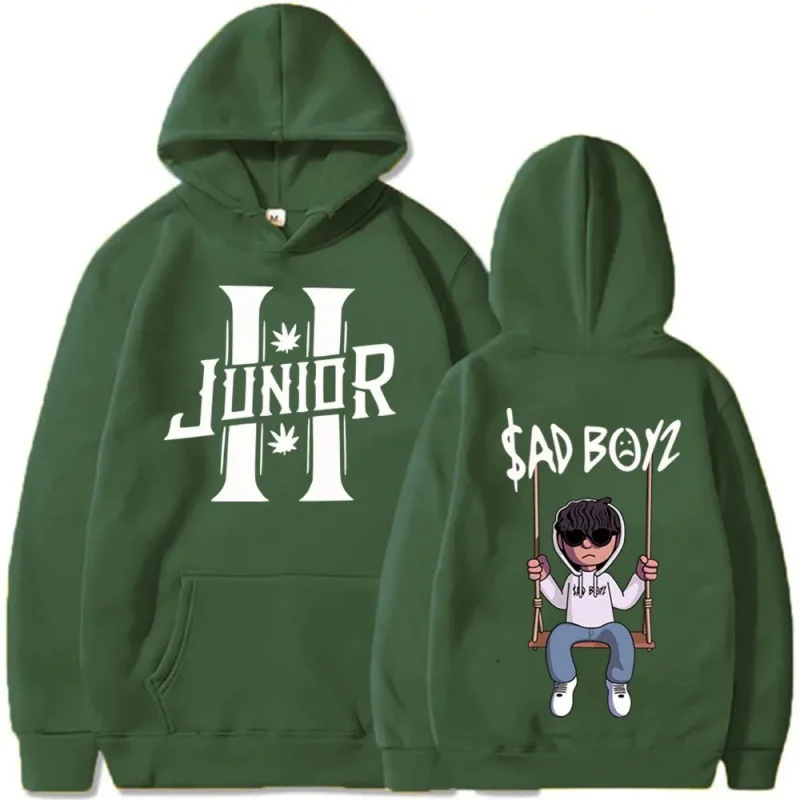 بلوفر Sad Boyz Harajuku Hip Hop بغطاء للرأس Junior H للجنسين بأكمام طويلة ورقبة مستديرة مطبوعة كاجوال من ألياف البوليستر #4
