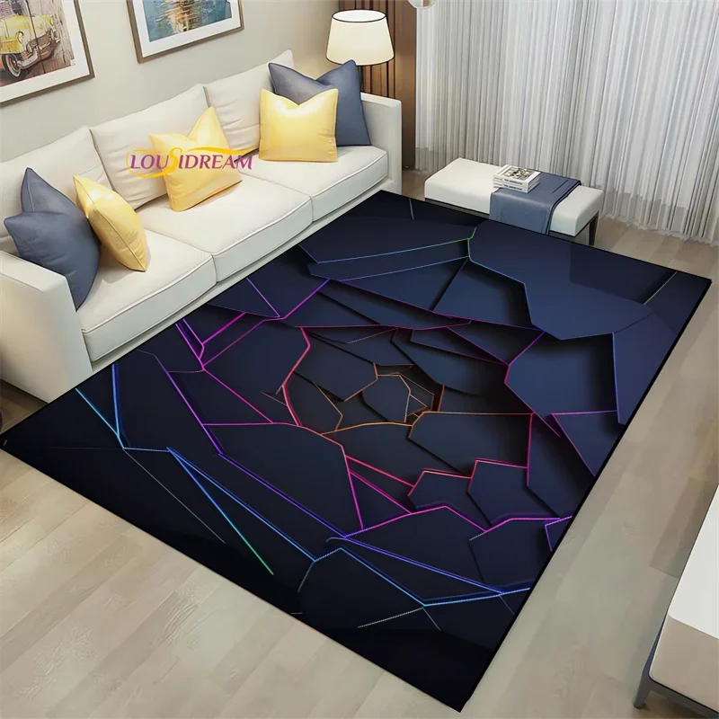 

3D Geometric Carpet Neon Lights Rugs Hexagons Carpets for Home Play Gaming Room Decor Livingroom Bedroom Teens E-Sport Rug Mat