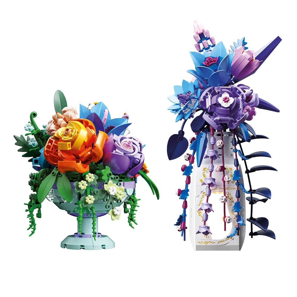 

MOC вечный букет, строительные блоки, модель цветка, сделай сам, домашний стол, украшение для растений, сборка кирпичных игрушек для детей, подарок