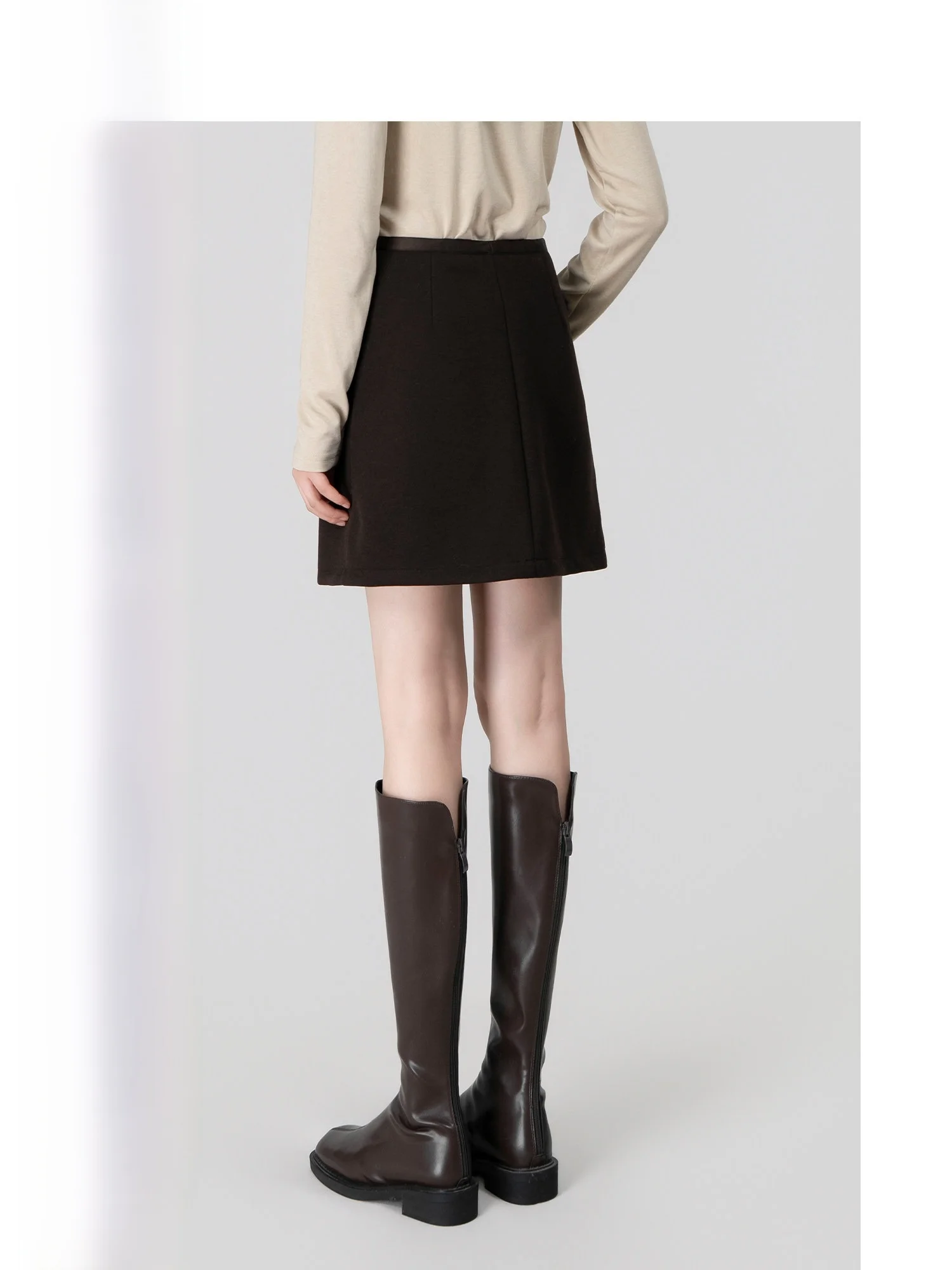 

Женская зимняя модная универсальная асимметричная теплая юбка-трапеция с высокой талией из смесового полиэстера для повседневной носки