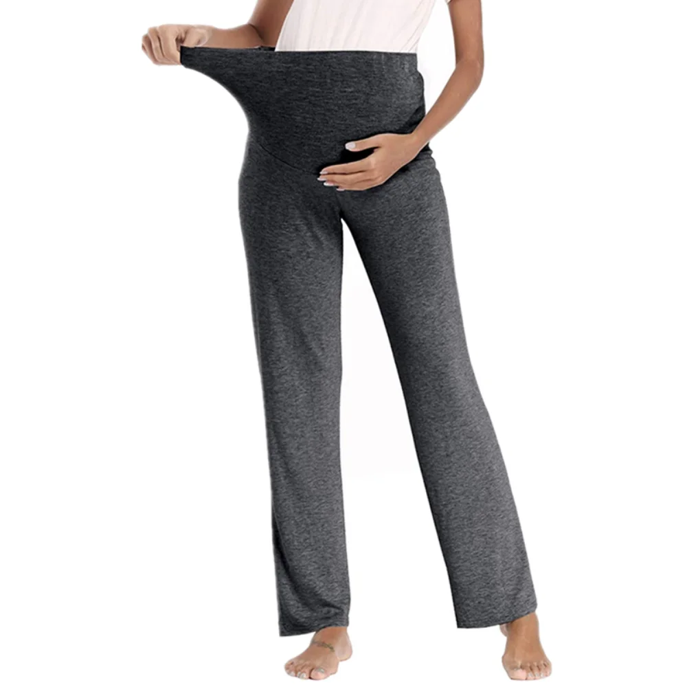 Women's Maternity Fold Over Comfortable high waist Lounge Pants Versatile Comfy Stretch Pregnant Trousers Pregnancy Clothing