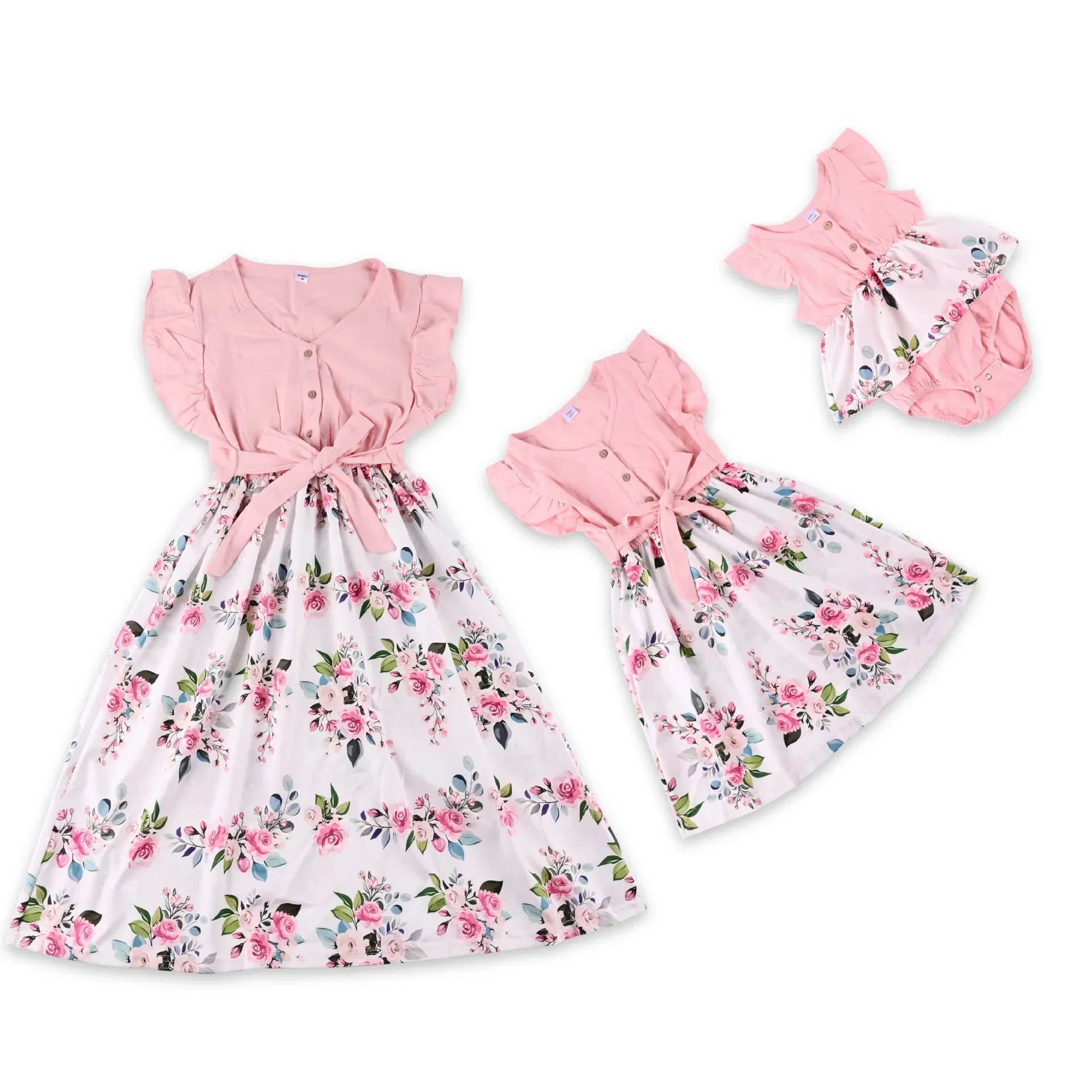 

Mother Daughter Macthing Dresses Family Set Flower Mom Mum Baby Mommy and Me Clothes Fashion Cotton Dress Women Girls Outfits