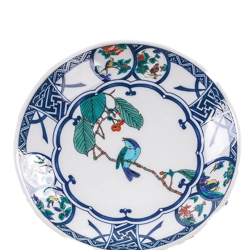 

Bird ceramic tableware, painted flower and bird household plates