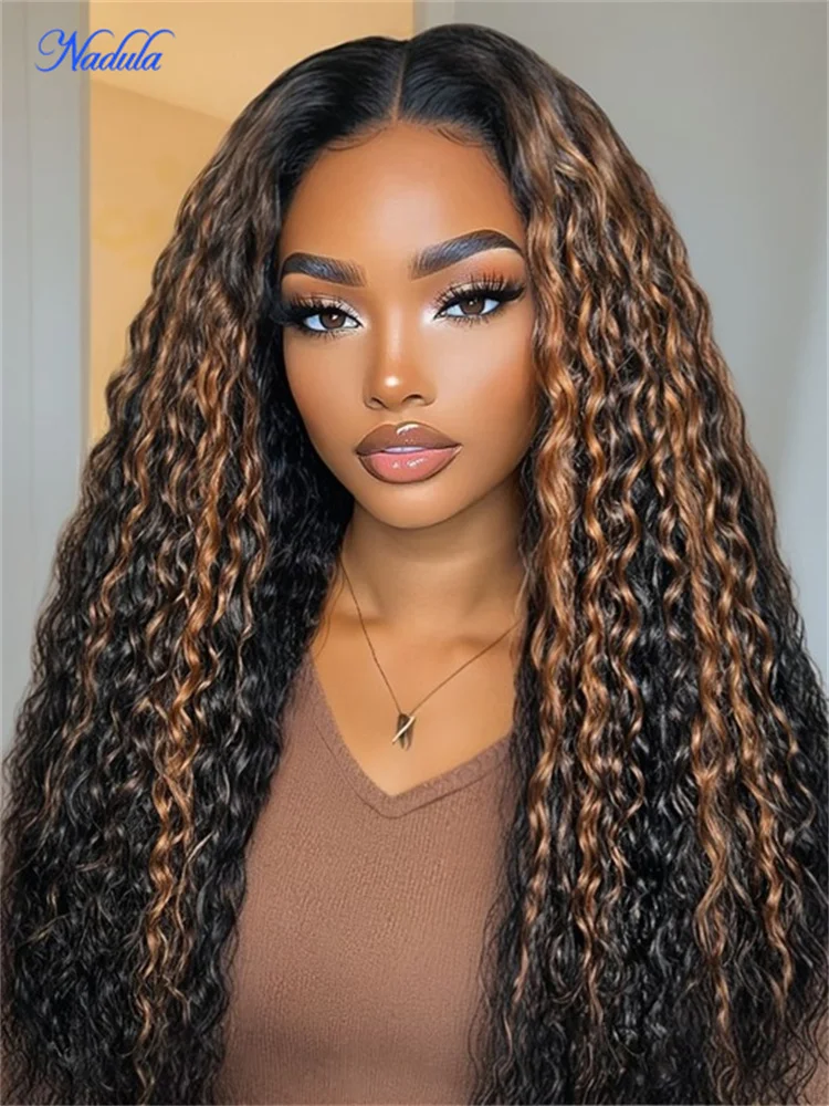 

NADULA Piano Brown Highlight Water Wave Bye Bye Knots 3.0 Glueless Wig 7x5 Put On And Go Glueless Human Hair Wig with Drawstring