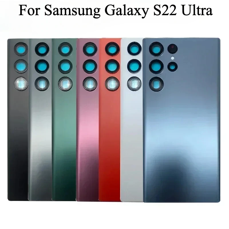 

Замена заднего стекла для Samsung Galaxy S22 Ultra SM-S908B, чехол для задней двери с аккумулятором и объективом камеры с клеем