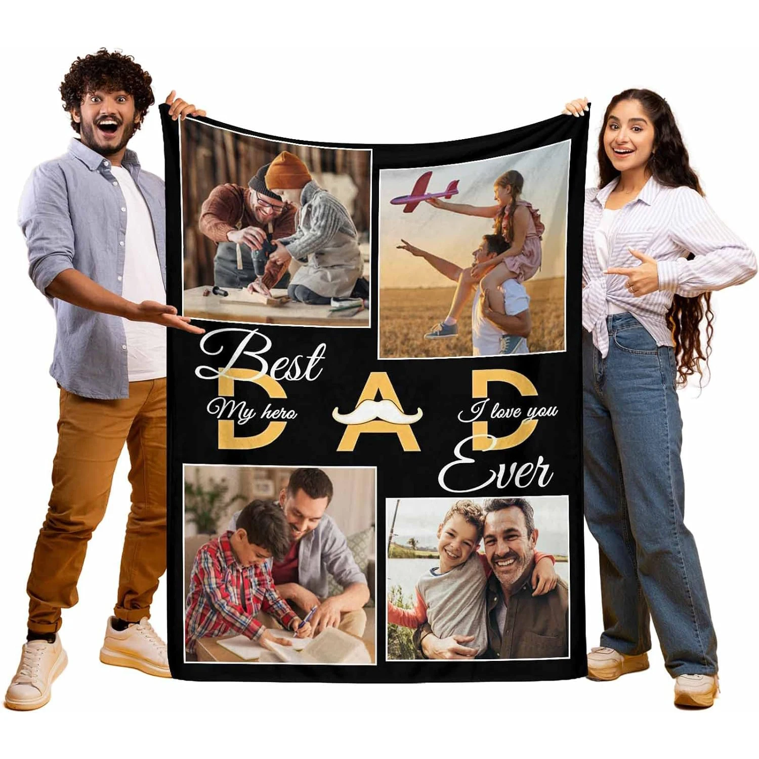 Customized Dad Gift Sofa Blanket Personalized Dad Photo for Dad Husband Father's Day Gift Christmas Gift