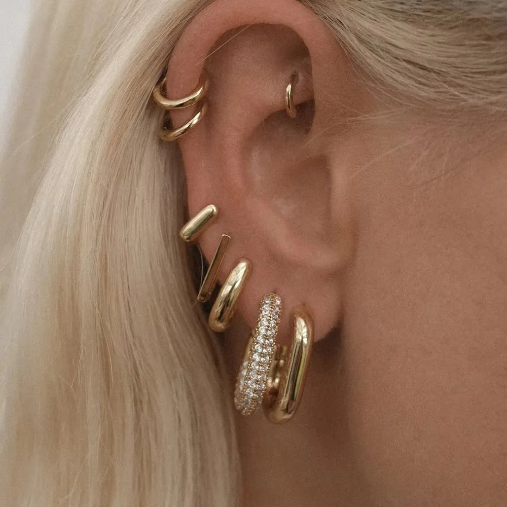 Fashion Zircon Circle Huggie Hoop Earrings for Women Geometric U Shape Hoops Ear Buckle Gold Plated Stainless Steel Jewelry Gift image 3