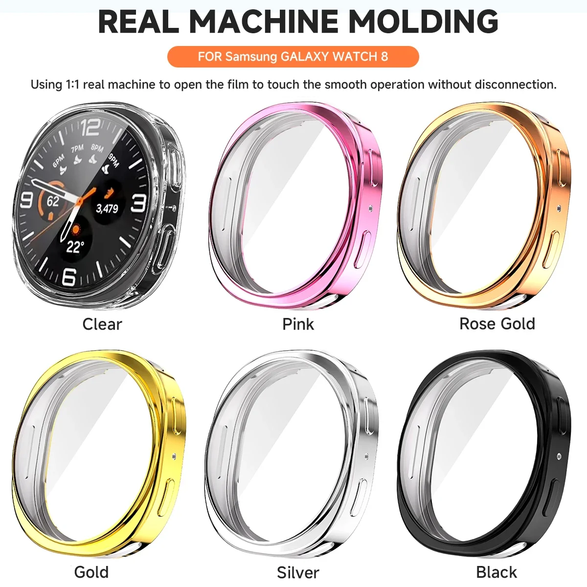 Чехол из ТПУ для часов Samsung Galaxy Watch 8, 40 мм, 44 мм, Защитная пленка для экрана, универсальный бампер, защитный чехол для часов 8, аксессуары