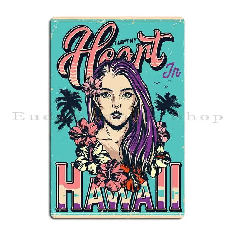 Vintage Girl Hawaii Metal Plaque Club Wall Pub Party Club Painting Custom Tin Sign Poster