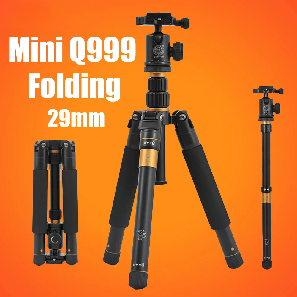 Q999 Folding 29.5cm Mini Tripod Monopod Detachable Ball Head Travel Digital DSLR Camera