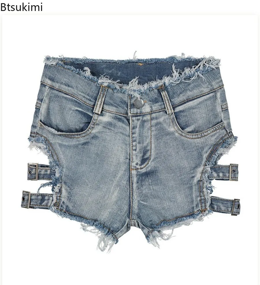 2025New Sexy High Waist Perforated Bar Hot Pants Summer High Elastic Plus Size Fashion Casual Jeans Women Nightclub Denim Shorts