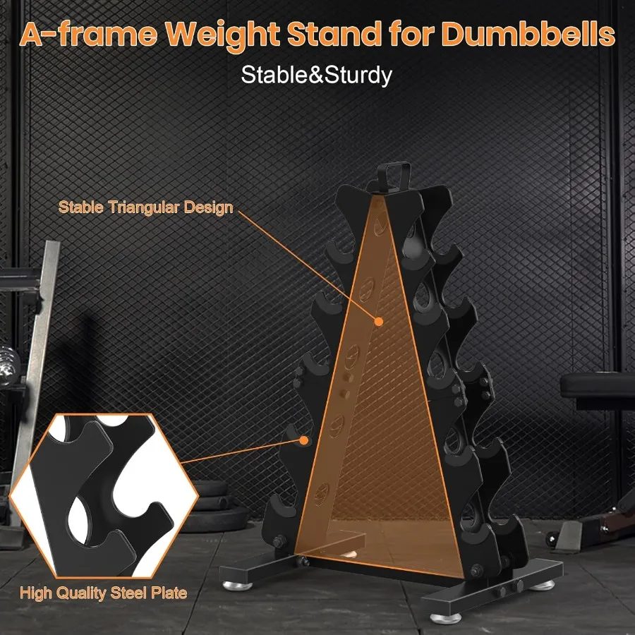 حامل رف أوزان معدني من AFrame لتخزين صالة الألعاب الرياضية المنزلية: منظم مجموعة الدمبل مع مقبض لمعدات تدريب القوة المثالية f
