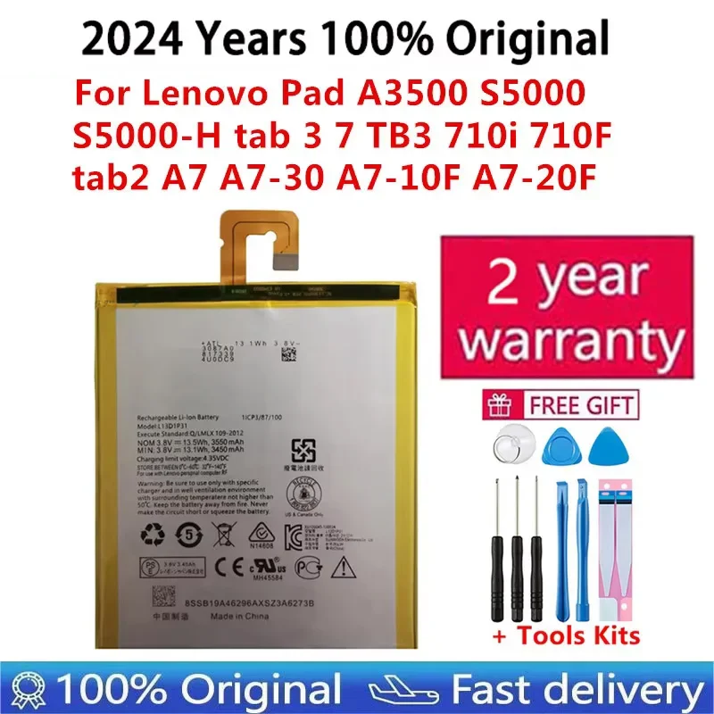 

100% Original New L13D1P31 Battery For Lenovo Pad A3500 S5000 S5000-H tab 3 7 TB3 710i 710F tab2 A7 A7-30 A7-10F A7-20F Bateria