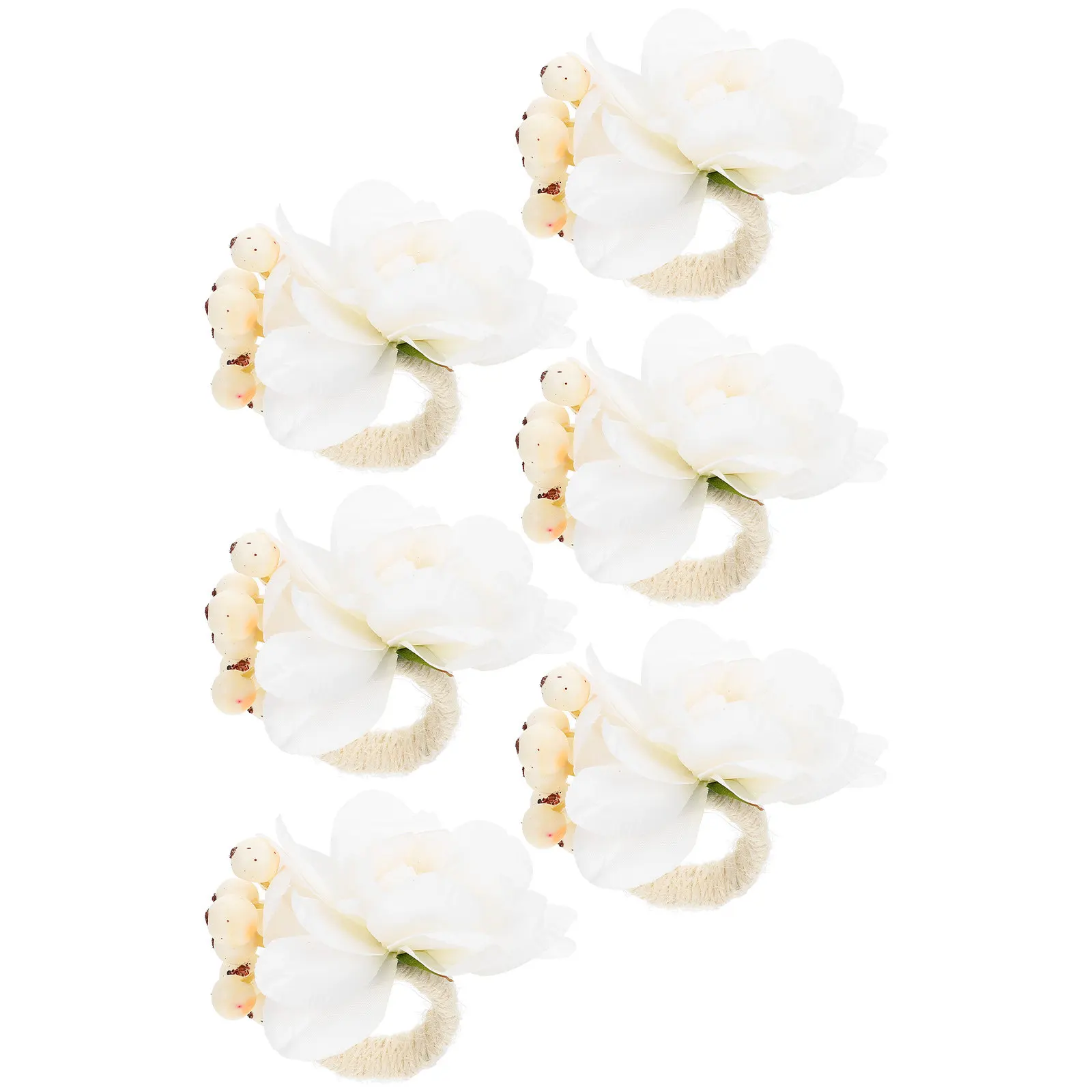 6Pcs Artificial Peach Blossom Napkin Rings Elegant Floral Napkin Holders for Formal Casual Gatherings Banquet Restaurant Home
