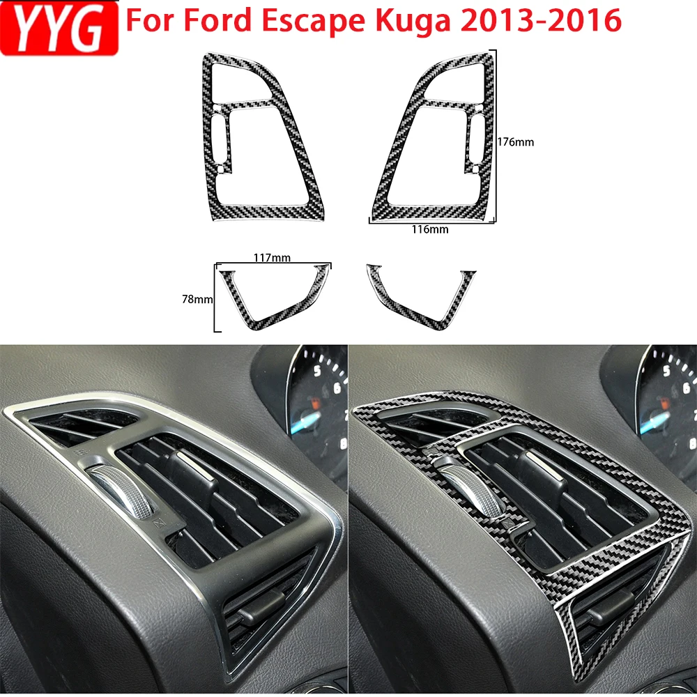 

For Ford Escape Kuga 2013- 2016 Real Soft Carbon Fiber Air Conditioning Vent Sequins Sticker car accessories interior A models