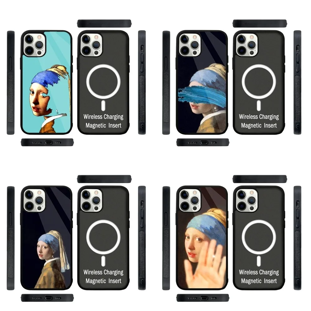 Girl With A Pearl Earring Phone Case Strong Magnetic For IPhone 15,14,13,Pro,Max,Plus,11,12,Mini For Magsafe Wireless Charging