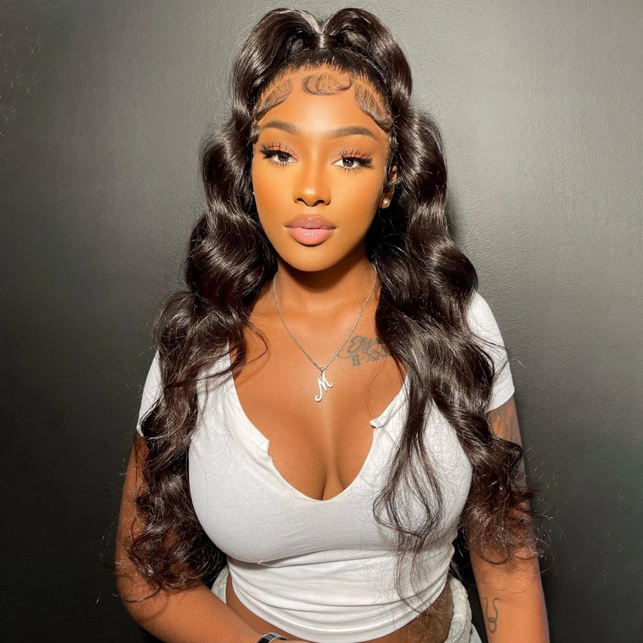 

Body Wave 13x4 13x6 HD Transparent Lace Frontal Human Hair Wigs Pre Plucked Brazilian Loose Body Wave Human Hair Wig For Women