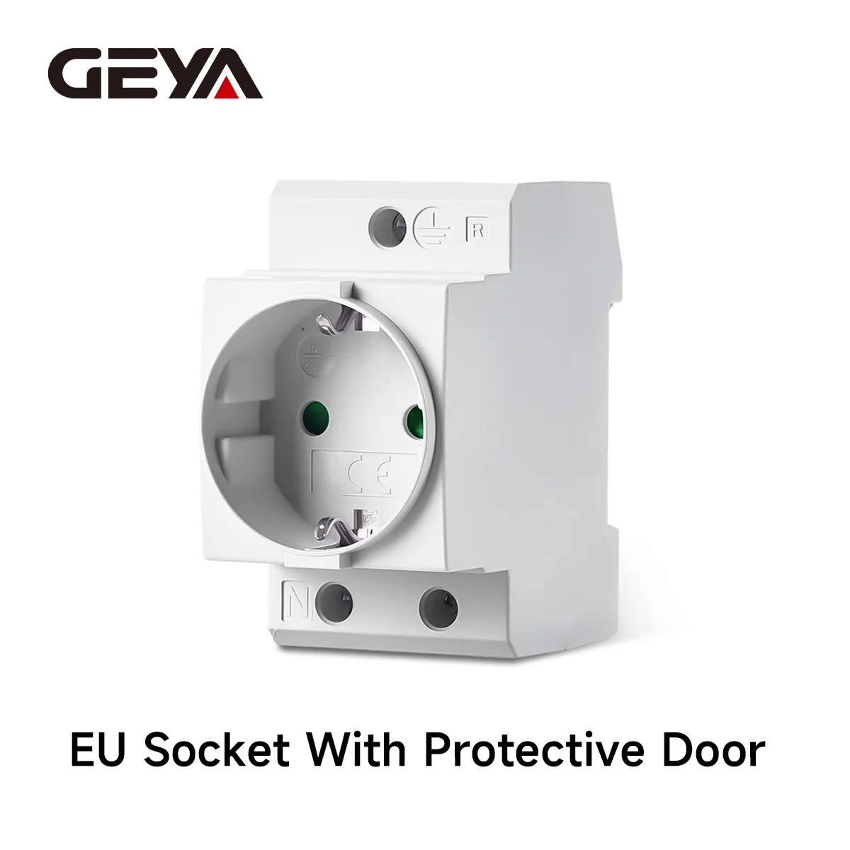 

GEYA EU/US Type DIN Rail Socket Mount Modular Power Socket Single AC Outlet Built in Protective Outlet for Distribution Panel