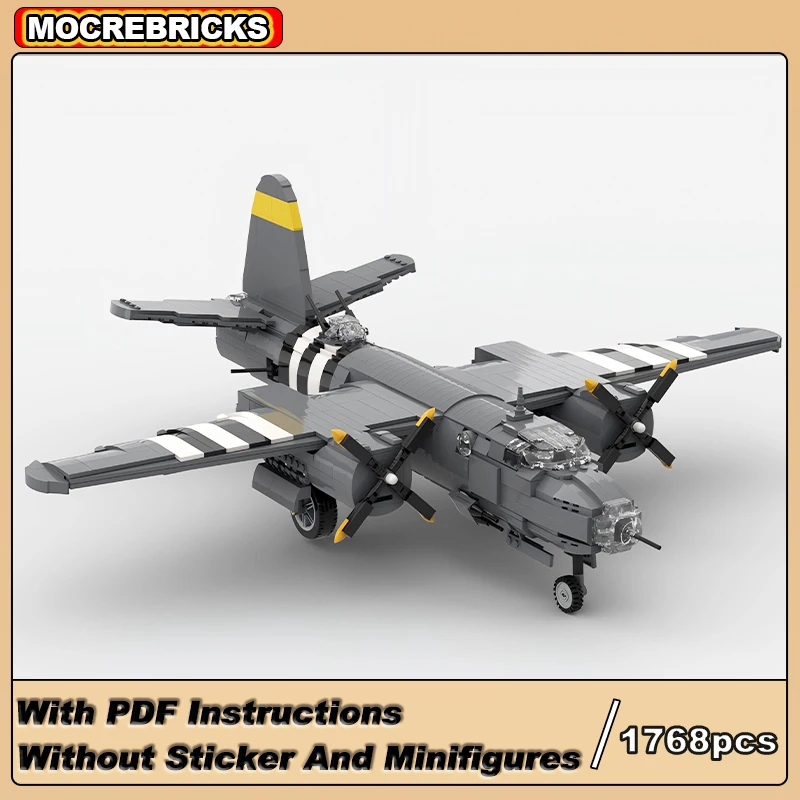 WW2 US Air Force Medium Bomber B-26 maurauder Military Technology Fighter MOC Building Blocks Toys Sets Xmas Gifts For Adults