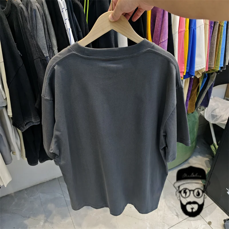 simple kanye T-shirt solid color round neck loose fit t shirt for men