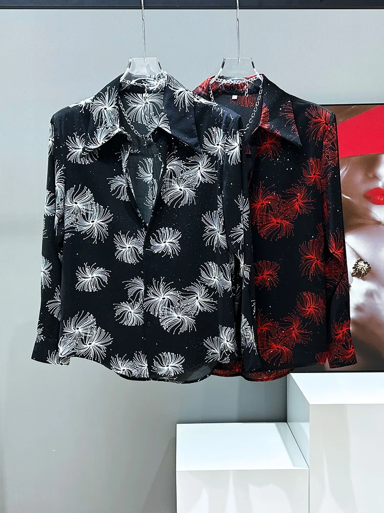 

Original Design Men's Loose Long Sve irt Floral Print Comfortable Breathable Youthful Sle Four Seasons Universal Ice S...