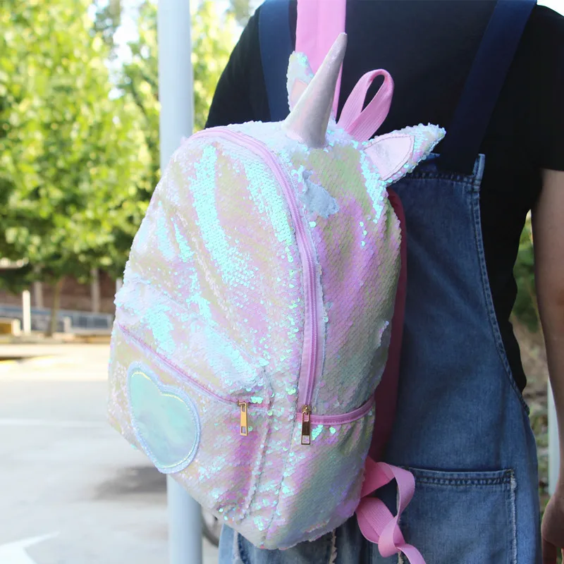 Unicorn Large Capacity Sequin Kids Backpack for Boy Student Cartoon Backpack Casual Sequin Backpack Back To School Bags Mochila