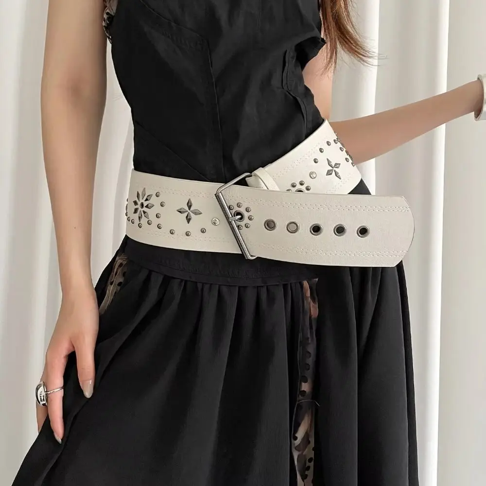 

Retro Vintage Women's Rivet Belt Y2k Heavy-Duty Leather Waist Belt Punk Gothic Dress Jeans Belt Waist Accessories