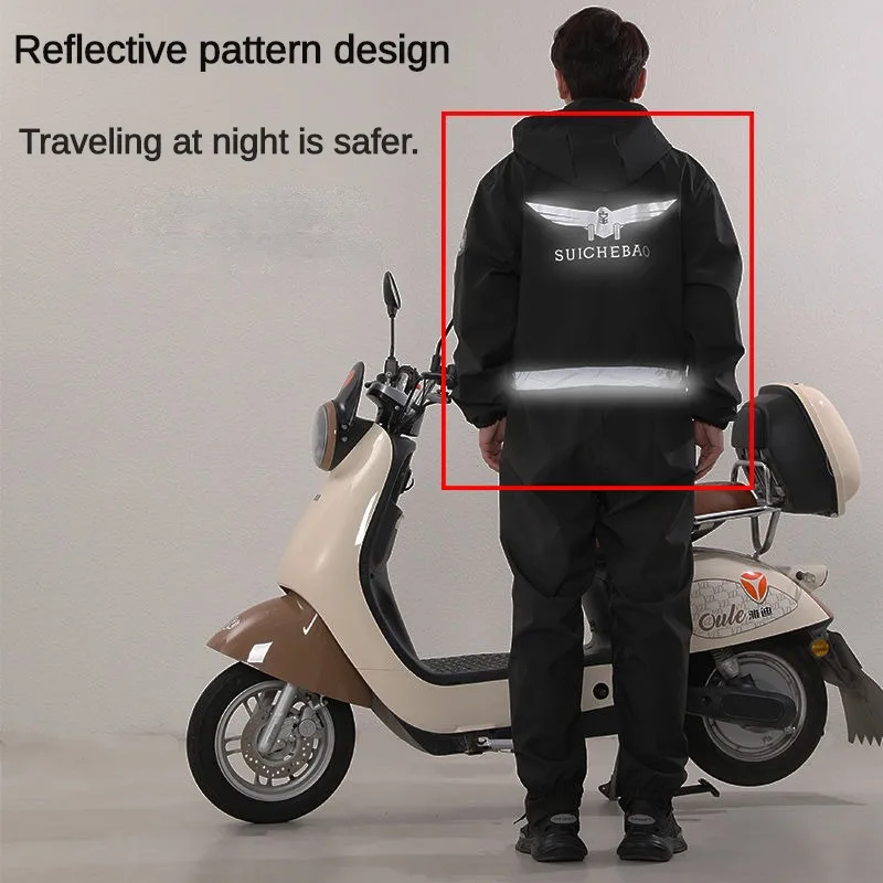 Motorcycle Riding Integrated Raincoat Electric Vehicle Raincoat Integrated Waterproof Summer Cycling Suit Night Light Breathable