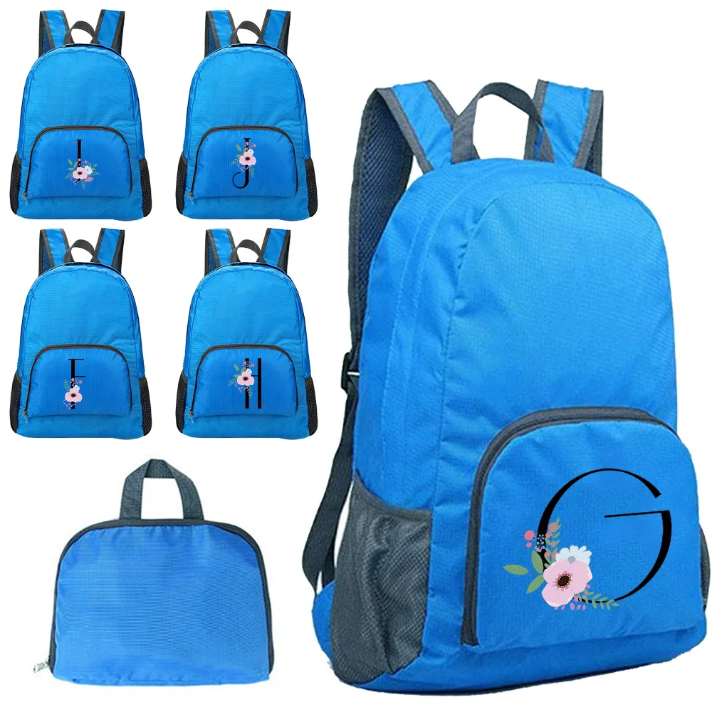 

Portable Folding Backpack New Style Flower and Black Printed Folding Hiking Bag Ultra-light Outdoor Cycling Travel Backpack