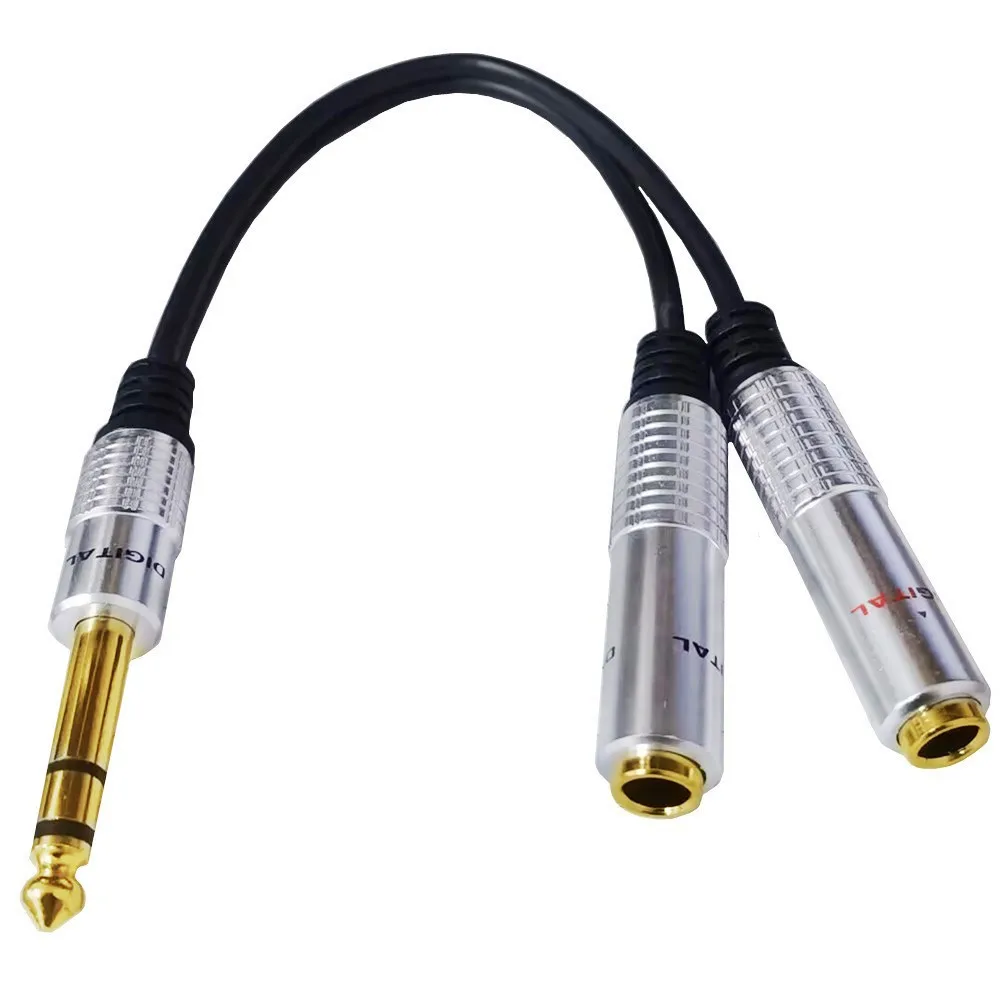 1/4 inch TRS Stereo Splitter Y Cable, 1/4 Inch 6.35mm Stereo Male Plug to Dual 1/4 Inch 6.35mm Female Jack 0.2m