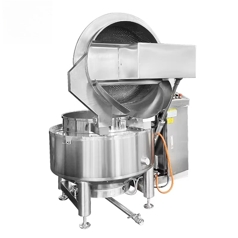 Commercial Chicken Fries Fryer Industrial Gas Fryer Automatic Stirring Continuous Frying Cooking Machine