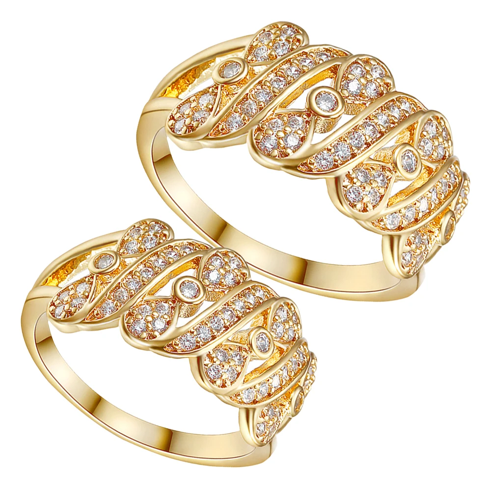 

2 Pcs Bowknot Zircon Rings Women Elegant Fashion Jewelry Wedding Party Anniversary Finger Decor Metal Ladies Gifts