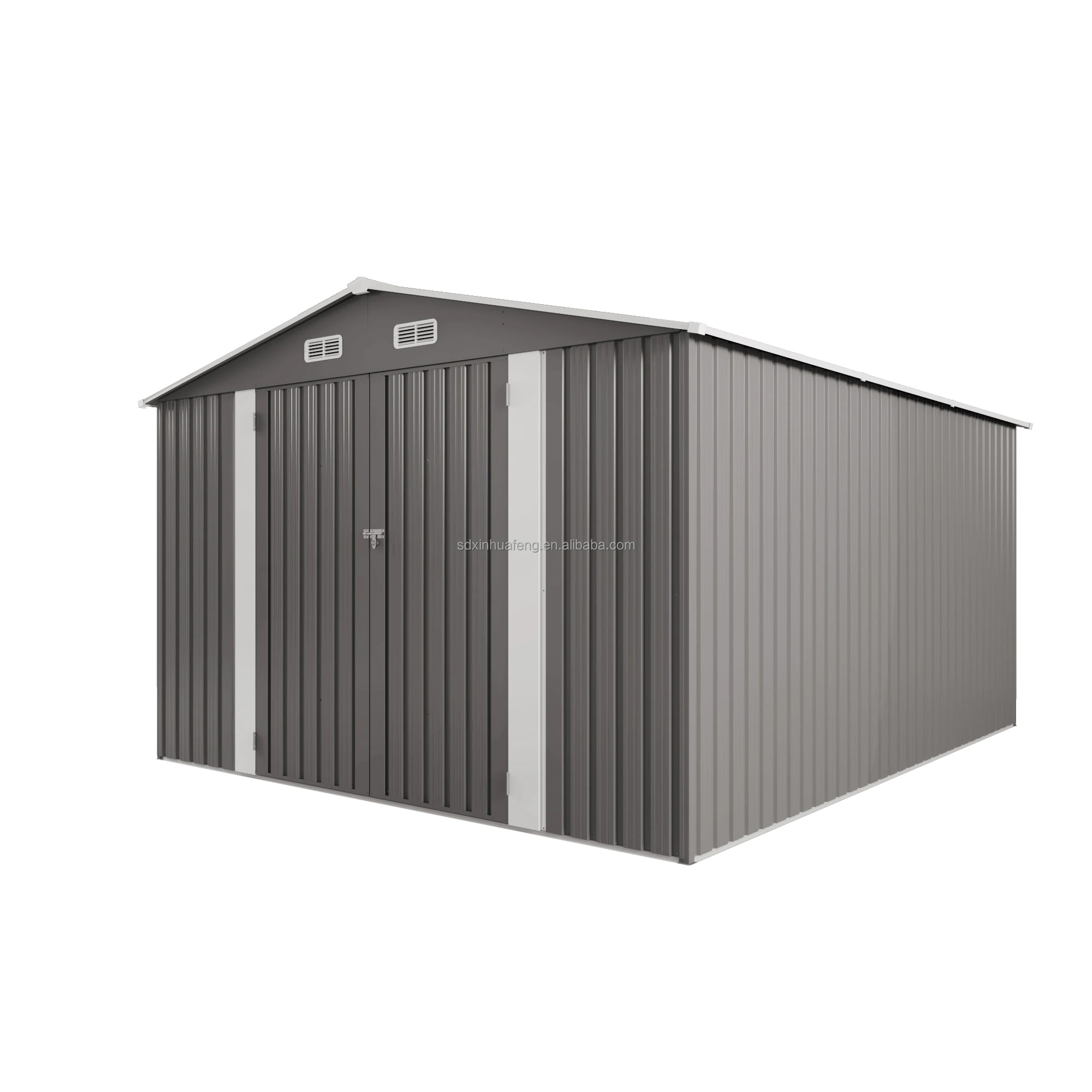 

10x12 FT Outdoor Storage Shed, Metal Garden Tool Shed With Lockable Doors, Ideal For Backyard Garden Patio Lawn, Grey
