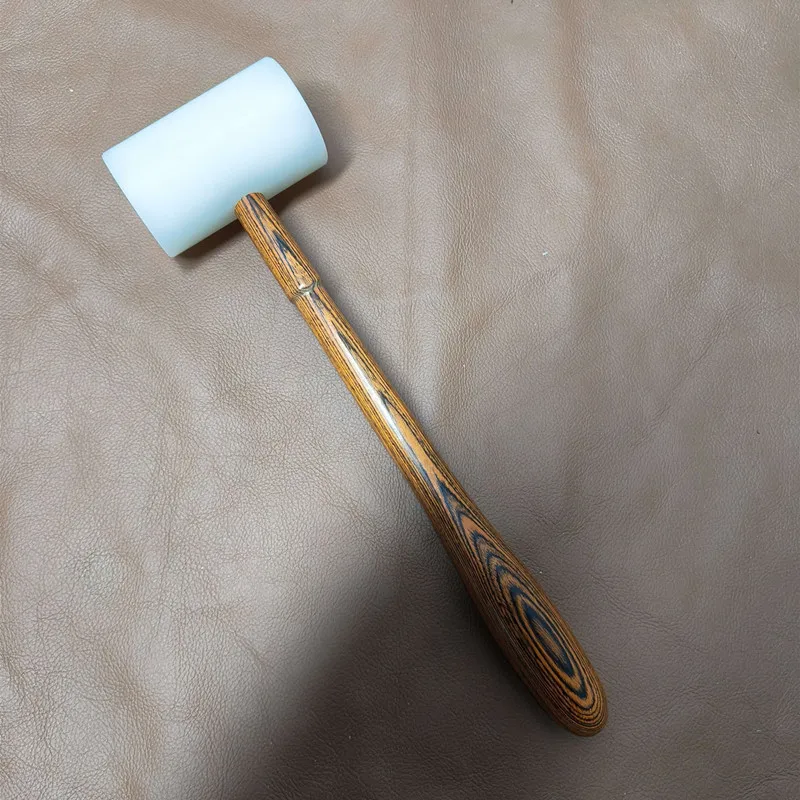 Nylon Leather Craft Mallet – 48mm Soft Face Colored Wood Handle Non‑Marring Punching Stitching DIY Leather Tool