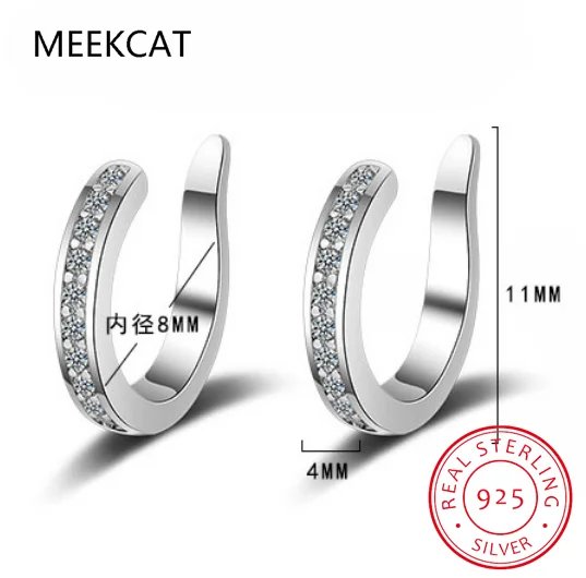 925 Sterling Silver Full Moissanite Ear Cuff Clip Earrings For Women Sparkling Lab Diamond Without Piercing Jewelry Brincos - view 6