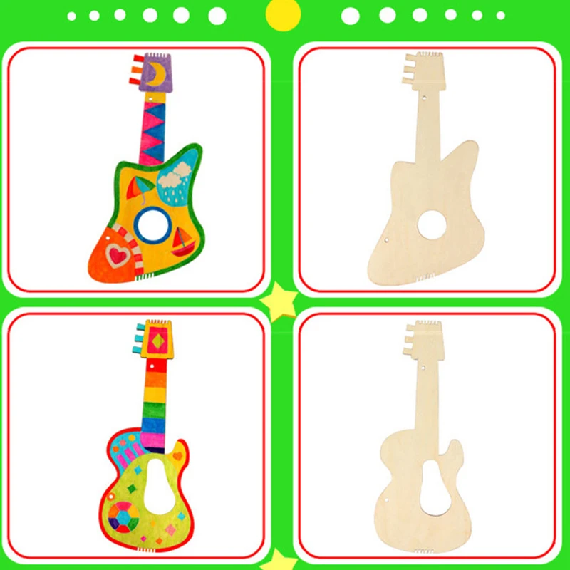 Wooden Handmade DIY Guitar Toys For Kids Drawing Painting Grafffti Filling Coloring Creative Art And Craft Children Musical Toy