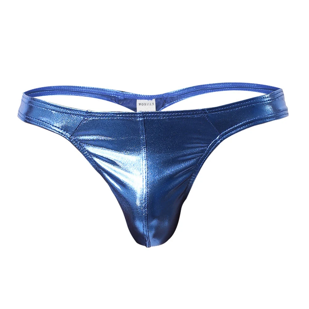 Men Sexy Bikini Briefs Low Waist Shiny Wet Look Panties T-back Thong Underwear Lingerie Gay Erotic Underpants Tanga Slip A50