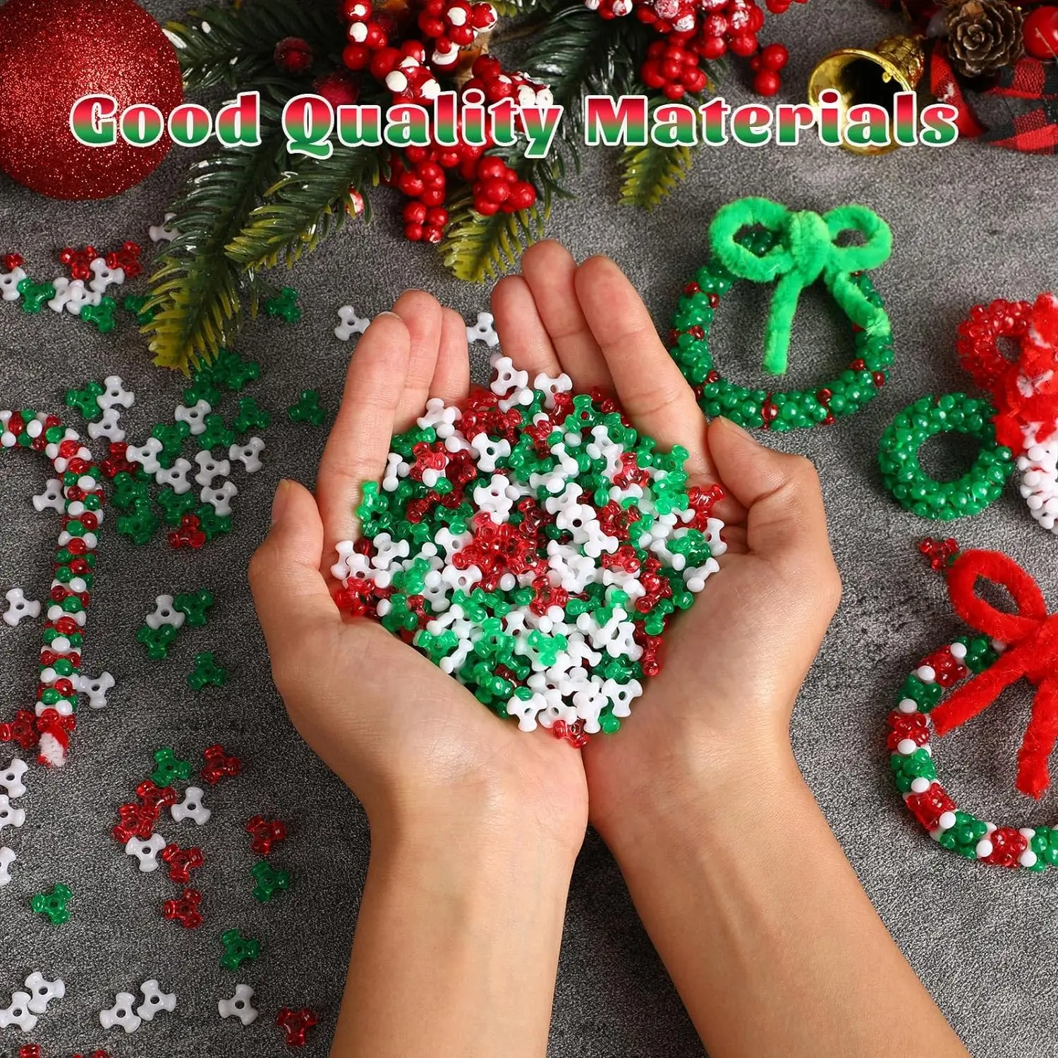 300pcs/lot Christmas Spacer beads for jewelry Making Acrylic Bead Materials DIY Bracelt Necklace