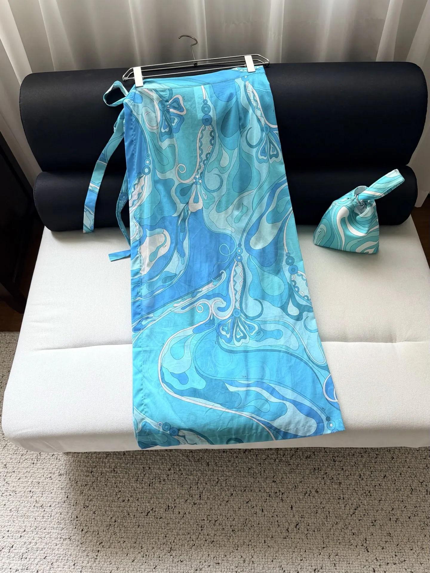 Women's Vacation-Style Printed, Slightly Sheer, High-Waisted, Tie-Front, Elegant, Youthful-Looking Beach Wrap Dress