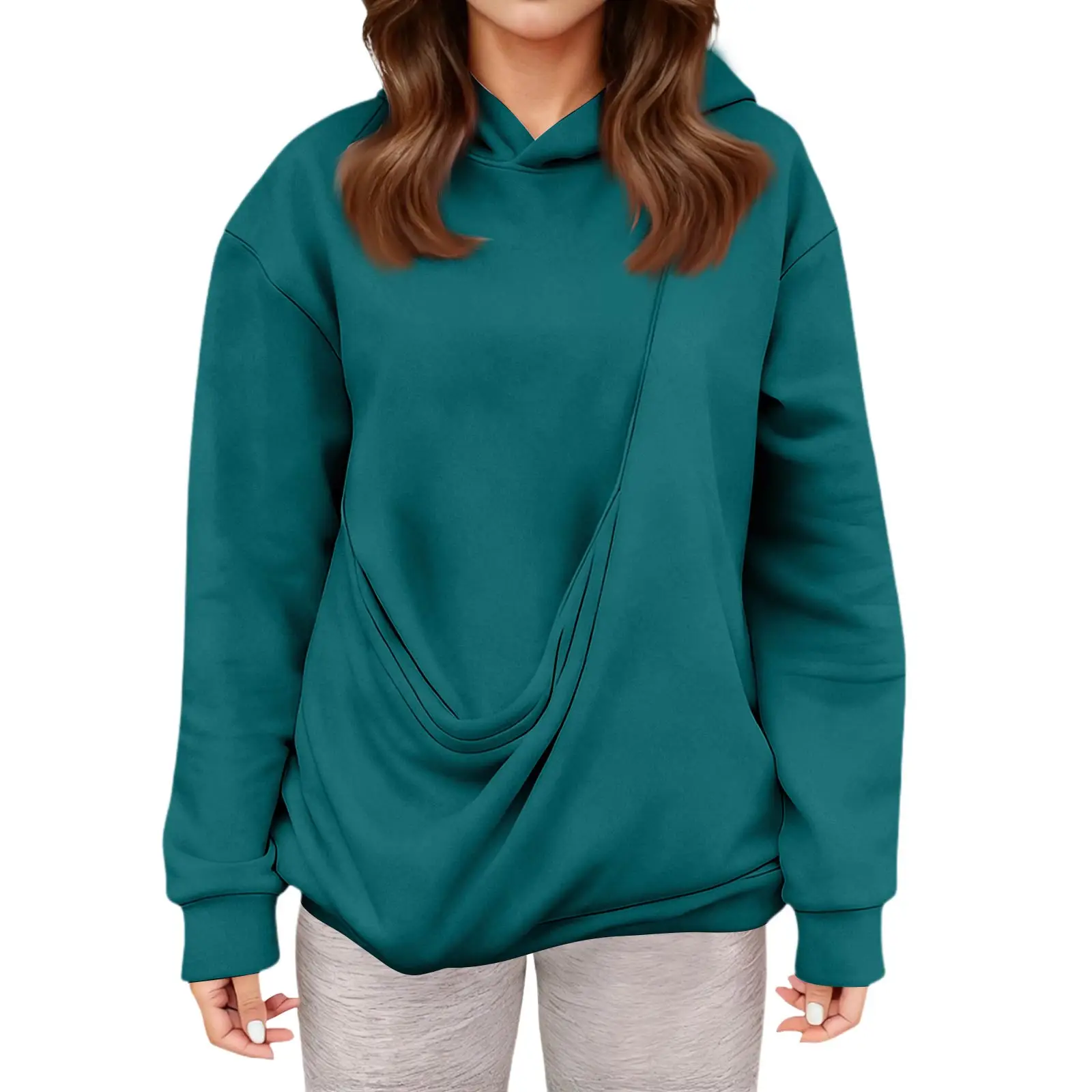 قمم للنساء أزياء نسائية يومية غير رسمية بقلنسوة وأكمام طويلة ملابس نسائية Ropa De Invierno Mujer