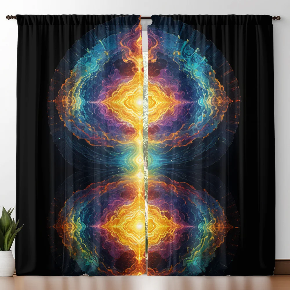 Elegante abstrakte Vorhänge mit Galaxien-Print, kosmische Vorhänge, Boho-Bohemian-Fenstervorhänge für modernes Wohnzimmer, Schlafzimmer, Heimdekoration, Vorhangpaneel