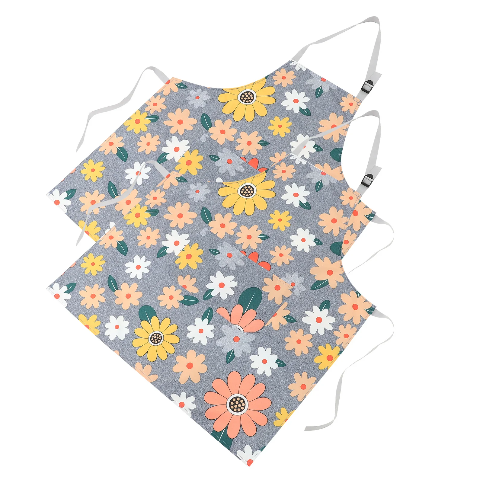 

2pcs Floral Print For Kitchen Cotton Linen Cooking Adjustable Waist Tie Reusable Household For Women Multifunctional Apron